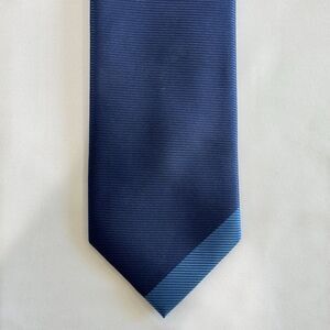 Van Heusen Ties Men Skinny Solid Navy Blue Textured Stripe Polyester
